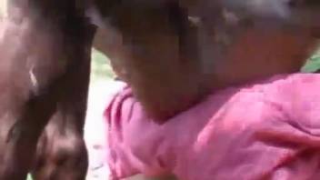 Hispanic chick opens her thighs far apart to let a horse bang her