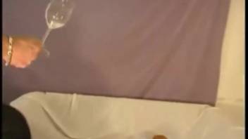 Teen 18+ girl gets every drop of cum that the dog shoots into her vagina