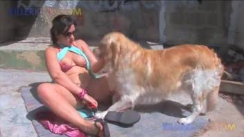 Filthy spouse and her wild pup screwing outside
