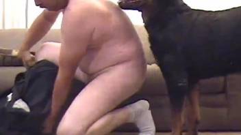 Sweet zoophile lover and black dog in the sexiest amateur animality
