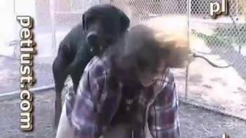 Black dog wants to fuck this short-haired hottie outdoors