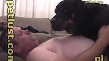 Greasy man does filthy sexual things to submissive pet