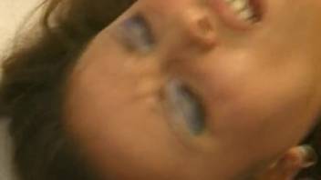 Canine with a massive dick sexually disciplining a pigtail-sporting teenager