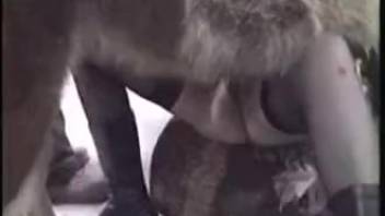 Cute slut enjoys getting her pussy pounded by a massive beast dick