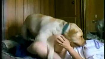 Bushy older woman mounts entire canine dick like a whore