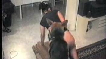Attractive grinning dark-haired woman relishes filthy animalistic romp with her canine