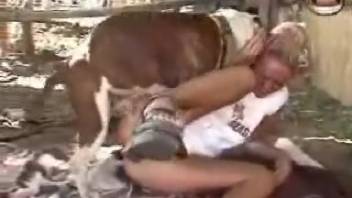 Wild older woman's interracial and bestiality encounter