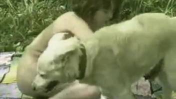 Gorgeous well-trained dog pounds her dripping wet pussy on camera