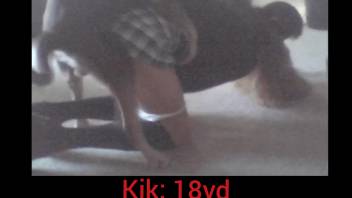 Attractive canine screwing a lustful female with her underwear tugged down