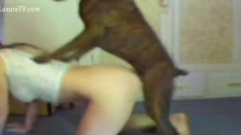 Horny blonde woman bends over for the dog to fuck her