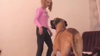 Incredible amateur animal sex scene with a naive beast lover