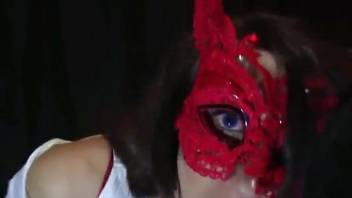 Masked chick gets wrecked by a very horny animal