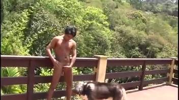 Homosexual Latin guy craves that queer canine dick in his throat