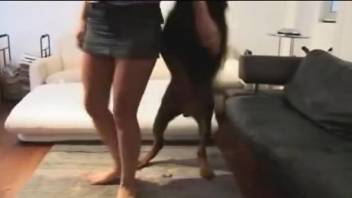 Woman feels large dog cock in her fresh vagina