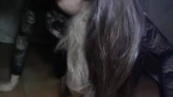 Ebony canine with a stiff erection penetrates a masked girl 18+