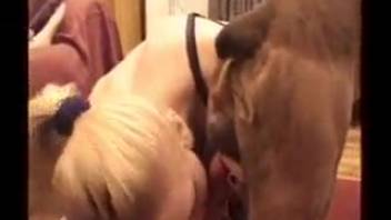 Incredible mother and daughter canine bestiality video filmed at home