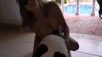 Busty babe displaying her animal sex talents on webcam
