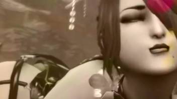 Dark-haired vixen with a soaked slit ravaged by a monster in 3D