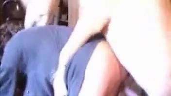 Enormous dick stallion stretching wide a muscular mature slut