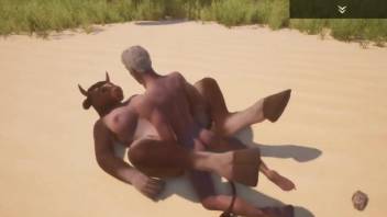 Sexy anthropomorphic cow gets fucked on a beach