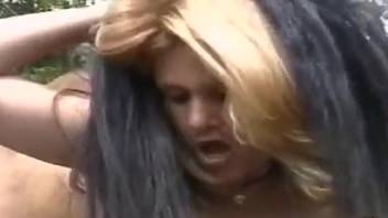 Naked slut hungers for equine cunt and buttocks in twisted oral play