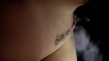Slender woman enjoys delicious canine cock pounding her pussy