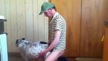 Amateur old man filmed trying sex with the dog in dirty XXX