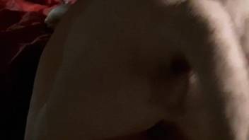 Beast exerting maximum effort to deeply penetrate this zoophile